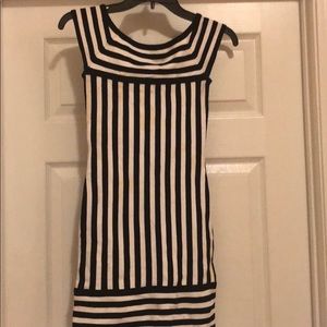 Bebe black and white stripe body con dress.